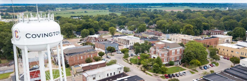 Ariel view of Covington Town Square